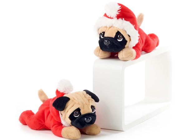 Paws Christmas - 30cm Lying Pug In Santa Costume