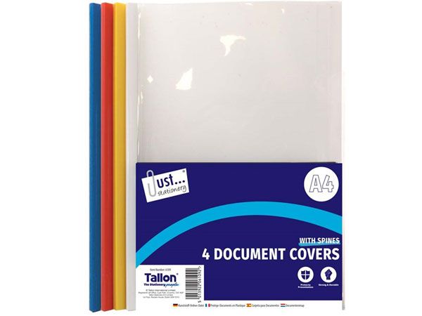 Just Stationery 4pk Clear Document Covers With Spine
