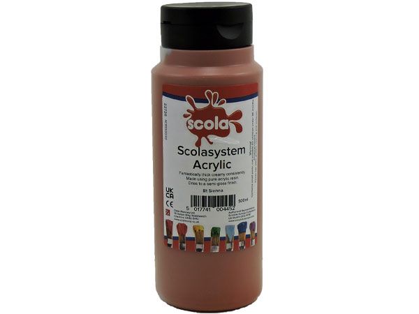 SCOLA - Acrylic 500ml Artists Paint - Burnt Sienna... UK Produced