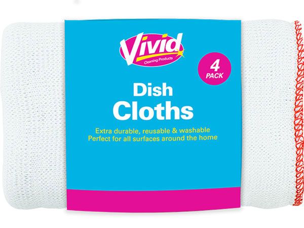 Vivid 4 Pack Dish Cloths