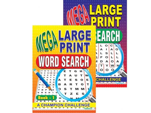 6x Squiggle Mega Large Print Word Search Puzzles-  Books 1 And 2