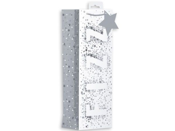 6x Giftmaker Christmas Bottle Bag - Silver Fizz