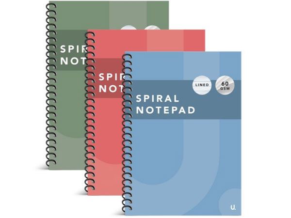 12x A5 Spiral Notebooks In Assorted Colours, by U. Stationery