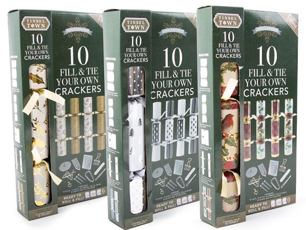 Tinsel Town 10pk Fill & Tie Your Own Crackers, Assorted Picked At Random
