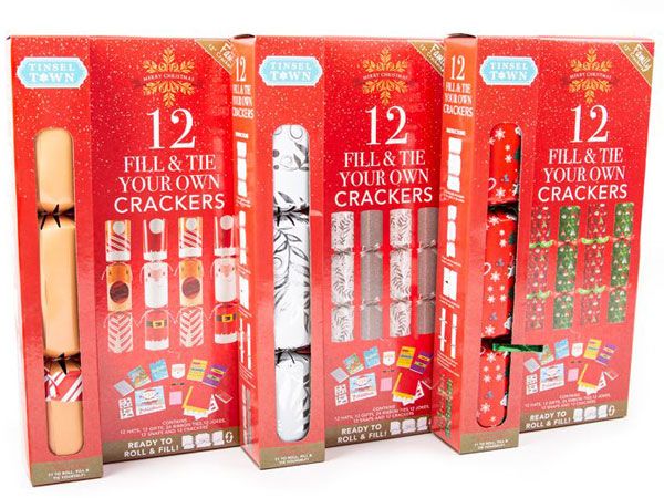 Tinsel Town 12pk Fill & Tie Your Own Family Crackers, Assorted Picked At Random