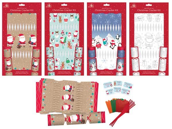 12x Make And Fill Your own Christmas Cracker Kit In Assorted  Designs