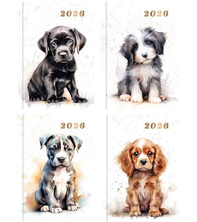 24x 2026 Pocket Diary Week To View...Watercolour Dog Designs | 0338