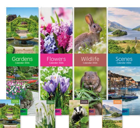 12x 2025 Slim Calendar + WTV Diary - Gardens, Wildlife, Scenes, Flowers