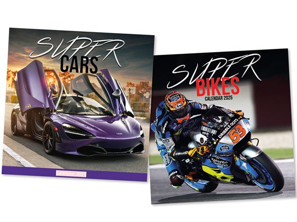 Super Cars & Bikes 2025 Square Wall Calendar | Bulk
