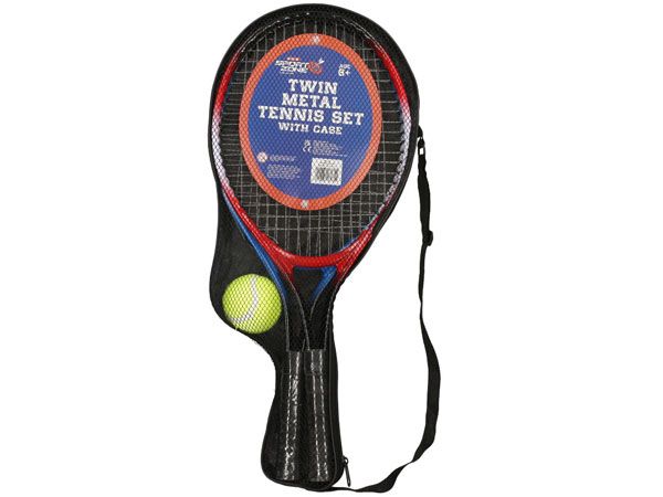 Sport Zone Twin Metal Tennis Set With Case