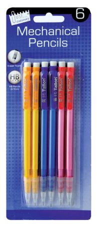 Just Stationery 6pk Mechanical HB Pencils With Eraser Tops