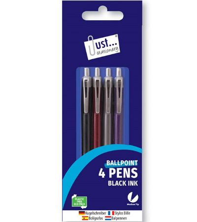 Just Stationery 4pk Retractable Ballpoint Pens