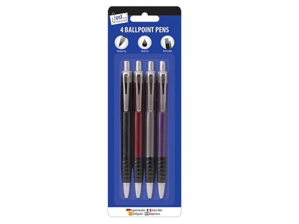 Just Stationery 4pk Retractable Ballpoint Pens