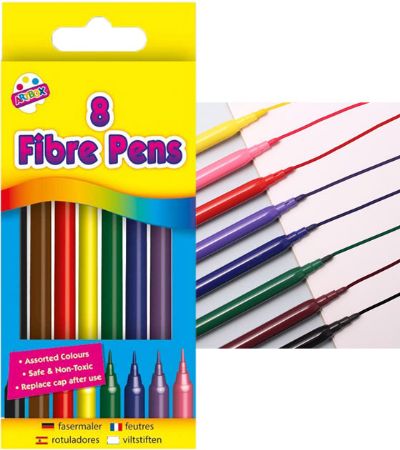 Wholesale 8 Pack Fibre Felt Tip Pens | Bulk Buy