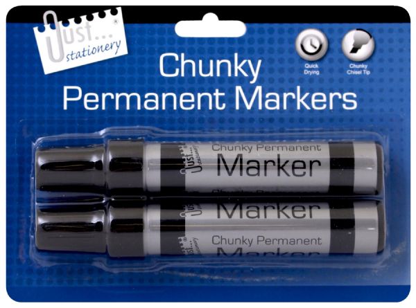 Just Stationery 2pk Chunky Permanent Markers.ASSORTED COLOURS