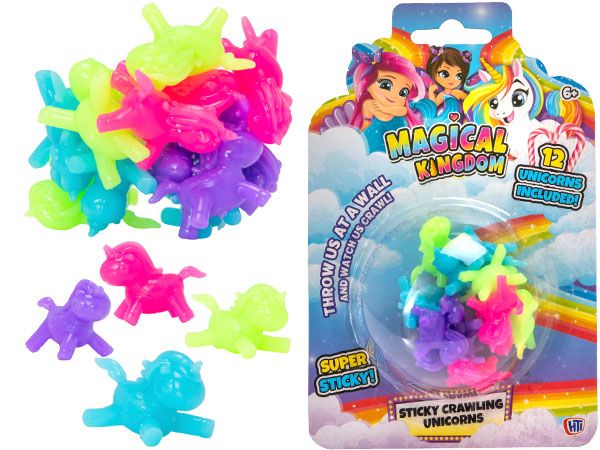 Magical Kingdom 12 Pack Crawling Super Sticky Unicorns, by HTI Toys