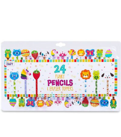 Project Craft 24 Funky Pencils With Eraser Toppers
