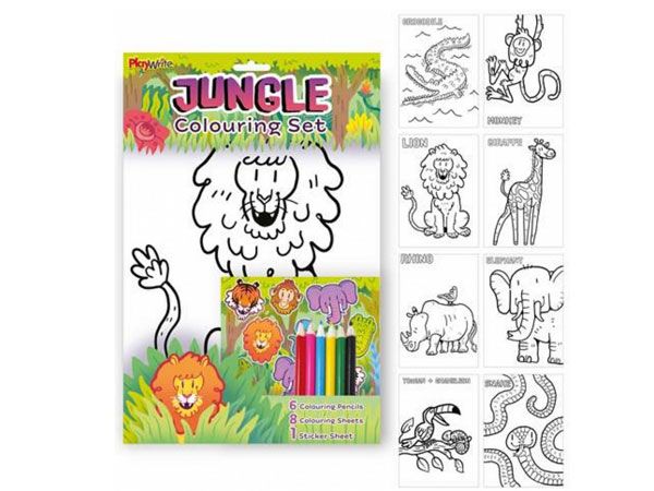 Jungle Colouring Kit With Pencils And Stickers