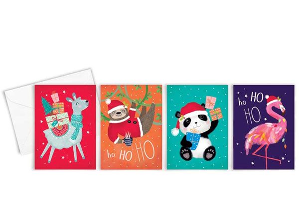 16pk Mini Christmas Cards - Funky Animals