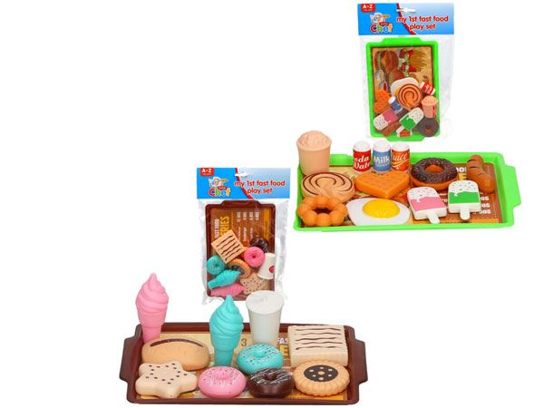 Junior Chef My 1st Play Food Play Set With Tray, by A to Z Toys, Assorted Picked