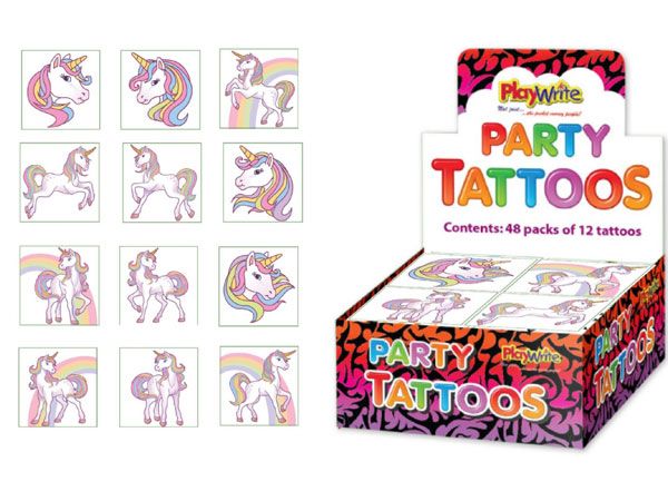 48x 12 pack (576)  Unicorn Tattoos