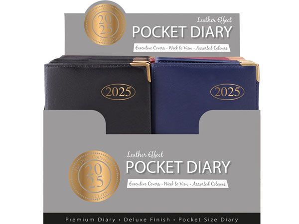 30 x PVC Pocket Gilt Corner Diary 2025