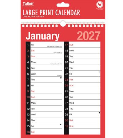 Wholesale Red & Black Month To View Calendar | Bulk