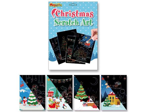 4 Pack Christmas Scratch Art Picture