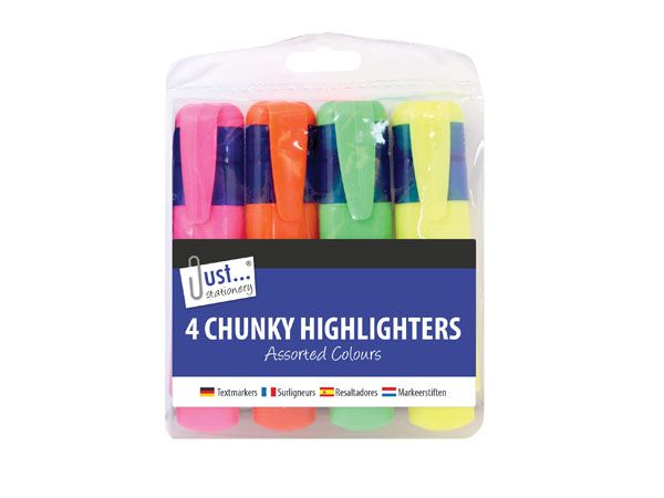 Just Stationery 4pk Chunky Tip Highlighters