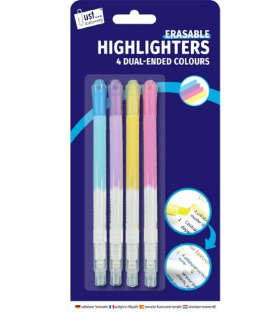 Just Stationery 4pk Erasable Highlighters In Assorted Colours