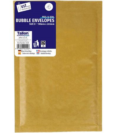 Just Stationery 4pk Bubble Padded Envelopes Size D