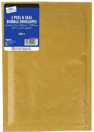 Just Stationery 3pk Bubble Padded Envelopes Size G