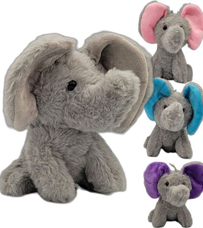 19cm Sitting Big Ear Elephant Plush Soft Toy...Assorted Colours | NP0422A
