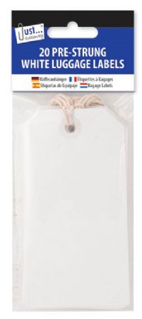 Just Stationery 20pk White Pre-Strung Luggage Tags