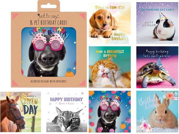Just To Say...8pk Mixed Pets Birthday Cards
