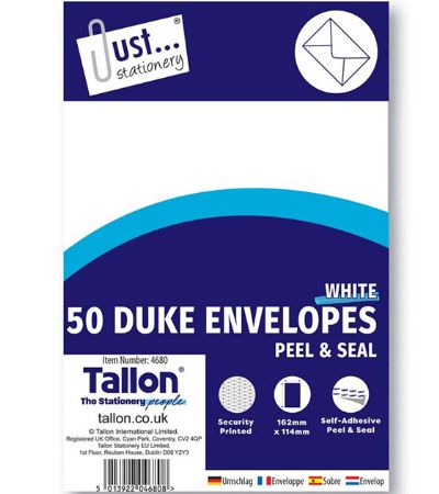 Just Stationery 50pk Duke Envelopes Peel And Seal