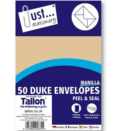 Just Stationery 50pk Duke Manila Envelopes Peel And Seal