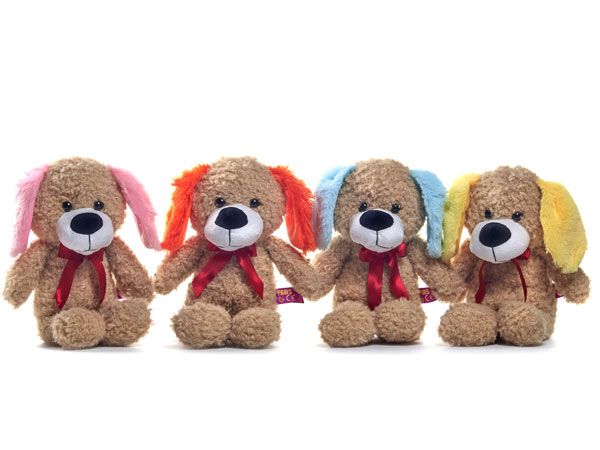 PAWS 12.5'' / 32cm Dog With Coloured Ears And Ribbon, Assorted At Random | 48978