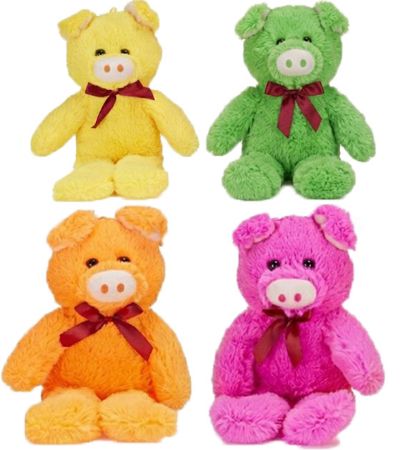 12.5'' / 32cm Pig With Ribbon Soft Toy.... Assorted Colours
