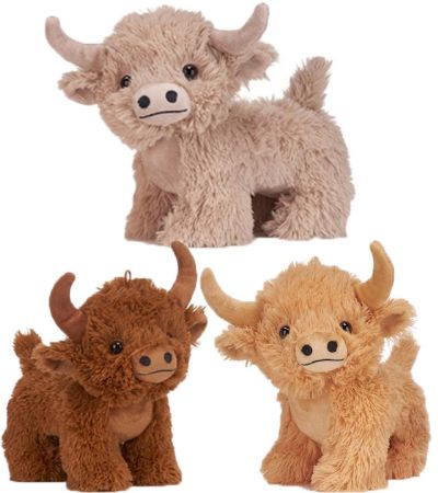 8'' / 22cm Standing Highland Cow Soft Toy, Natural Colours .Assorted Colours