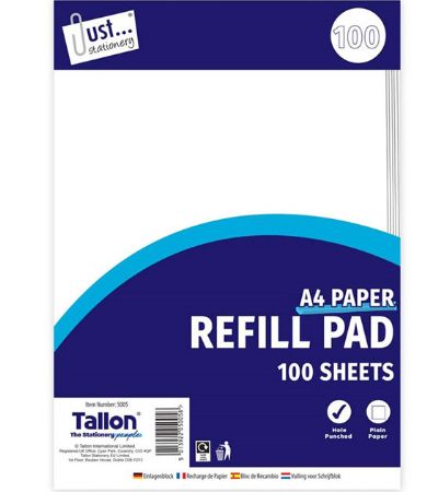 Just Stationery A4 Plain 100 Sheet Refill Pad