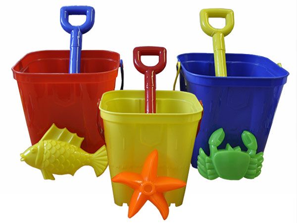 Small Square Castle Bucket Set, With Mould And Spade - Assorted Picked At Random