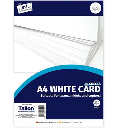 Just Stationery 30 Sheet A4 White Card