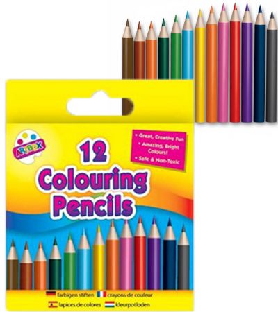 Art Box 12pk Half Size Colouring Pencil Crayons