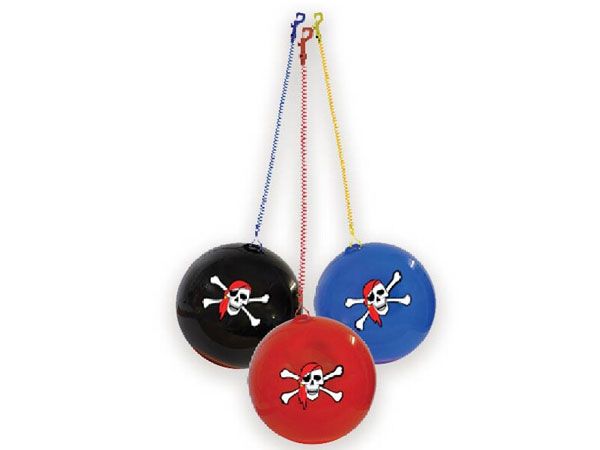 24x Deflated Skull And Crossbones Ball And Keychain (fgh)