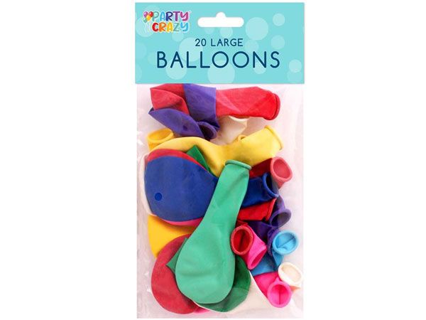 12x Party Crazy 20pk  9 inch Large Balloons - Helium Quality