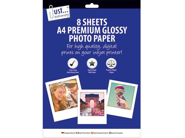 Just Stationery 8pk Premium Glossy Photo Paper A4