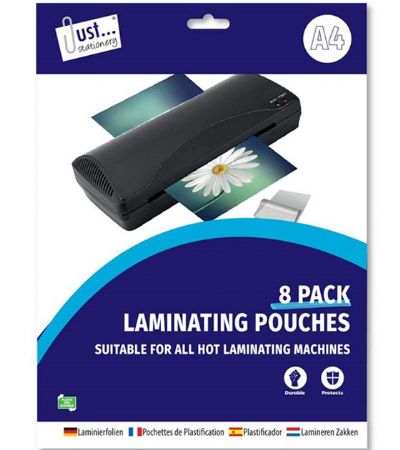 Just Stationery 8pk A4 Laminating Pouches | 5921