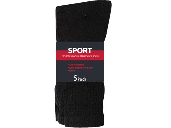 10 Pairs ( 2x 5 pairs) Pro Series Black Sport Socks