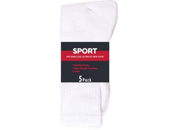 10 Pairs ( 2x 5 pairs) Pro Series White Sport Socks